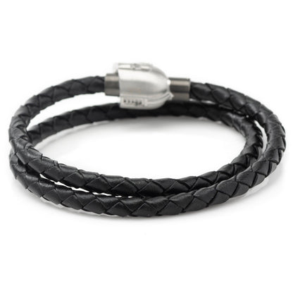 Star Wars Mandalorian Double Wrap Stainless Steel Black Bracelet