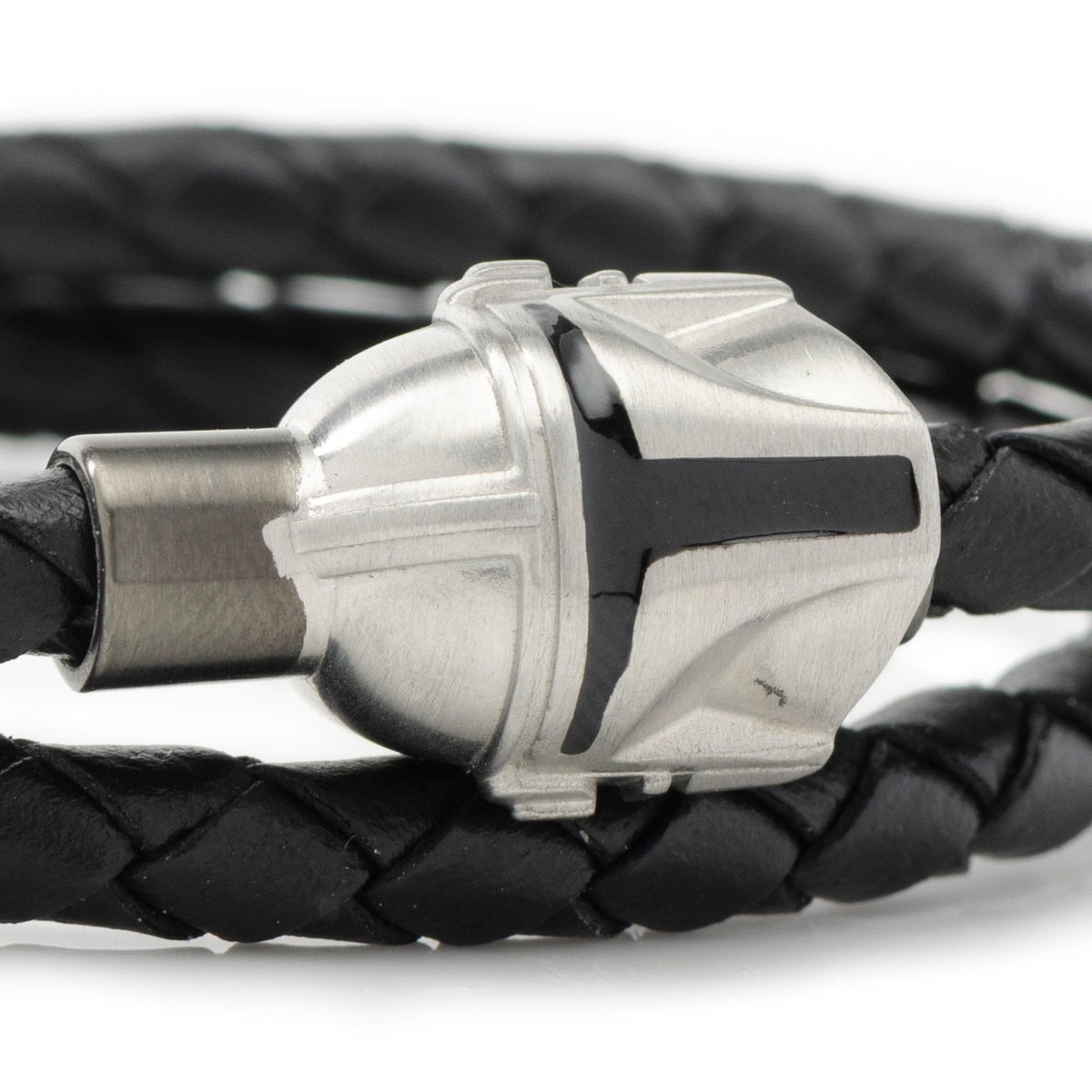 Star Wars Mandalorian Double Wrap Stainless Steel Black Bracelet