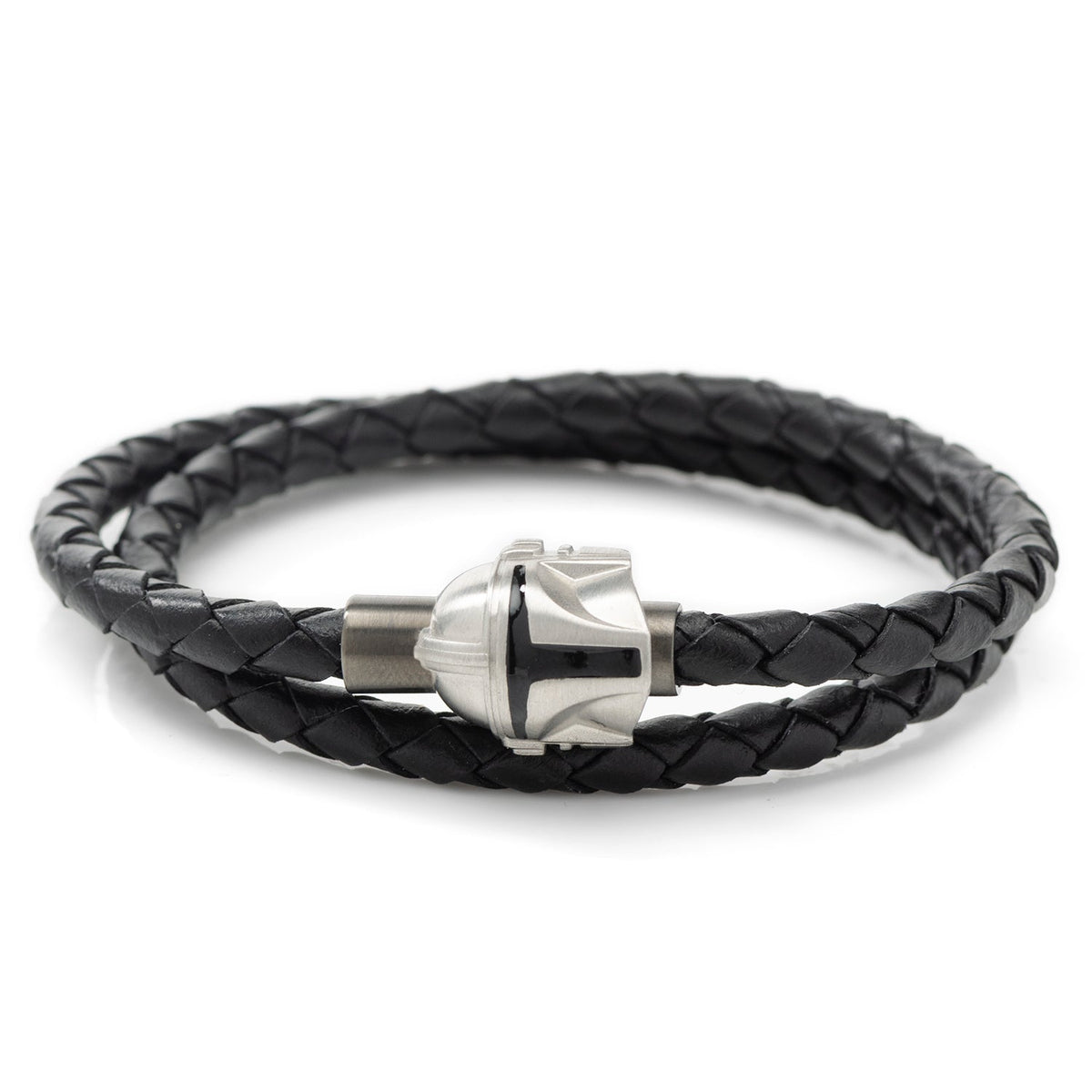 Star Wars Mandalorian Double Wrap Stainless Steel Black Bracelet