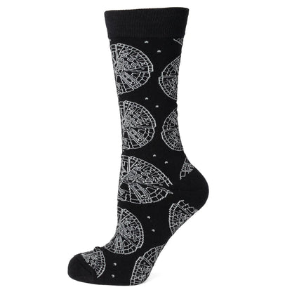 Star Wars Millennium Falcon Black Dress Socks and Lapel Pin Gift Set