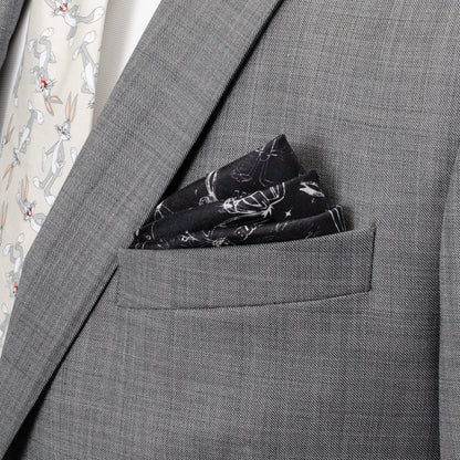 Looney Tunes Bugs Bunny Black Pocket Square