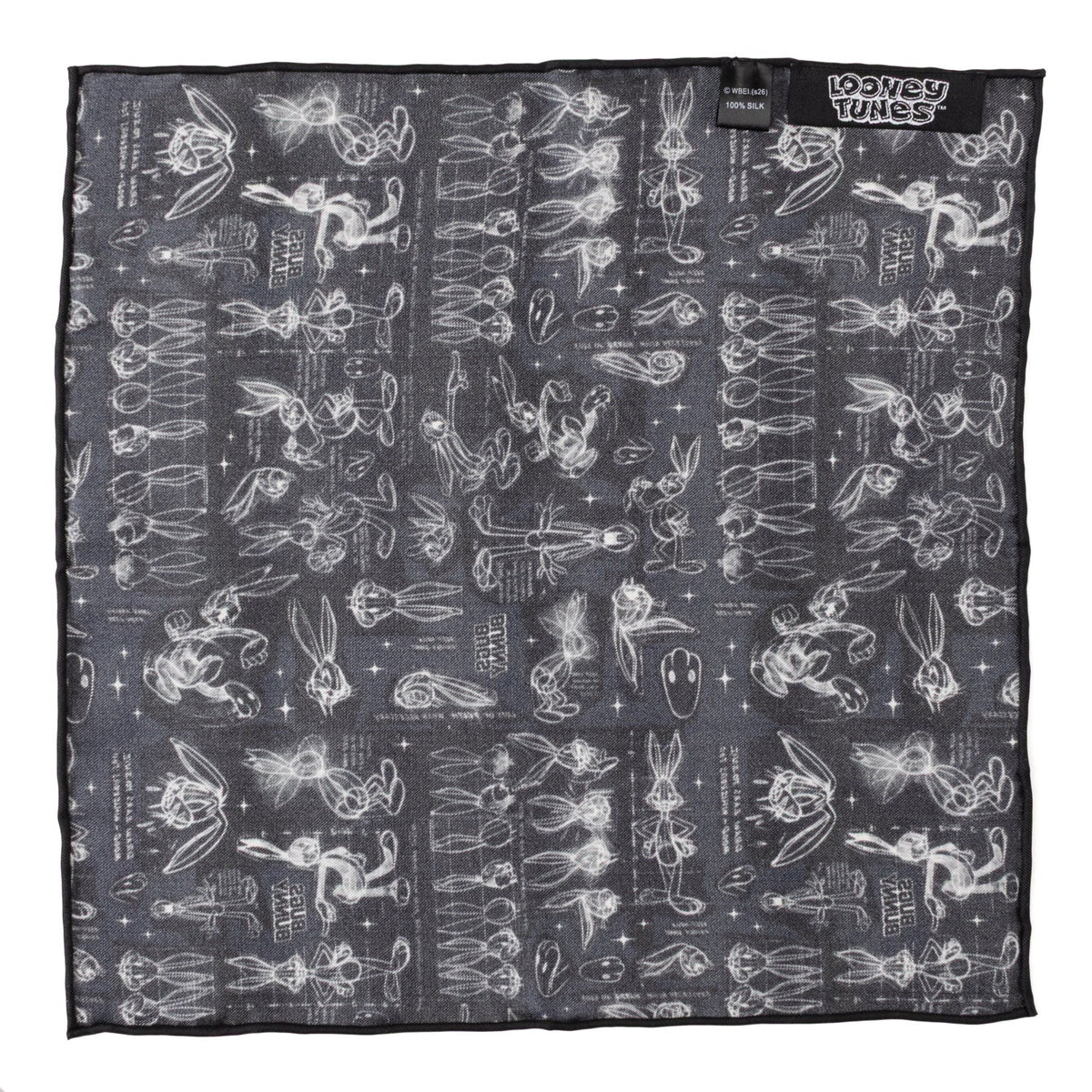 Looney Tunes Bugs Bunny Black Pocket Square