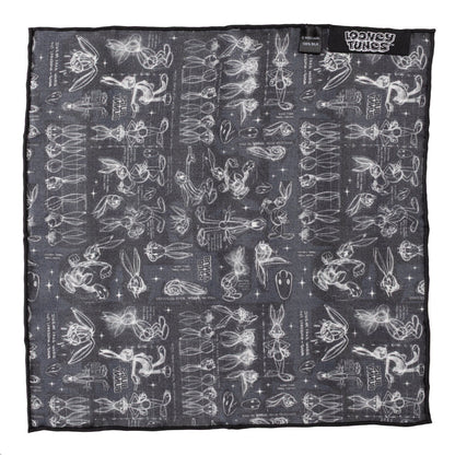 Looney Tunes Bugs Bunny Black Pocket Square