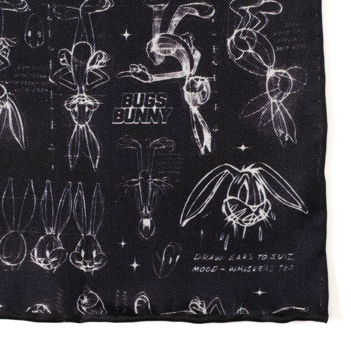 Looney Tunes Bugs Bunny Black Pocket Square