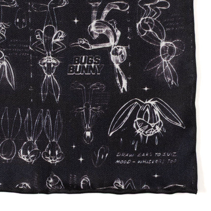 Looney Tunes Bugs Bunny Black Pocket Square