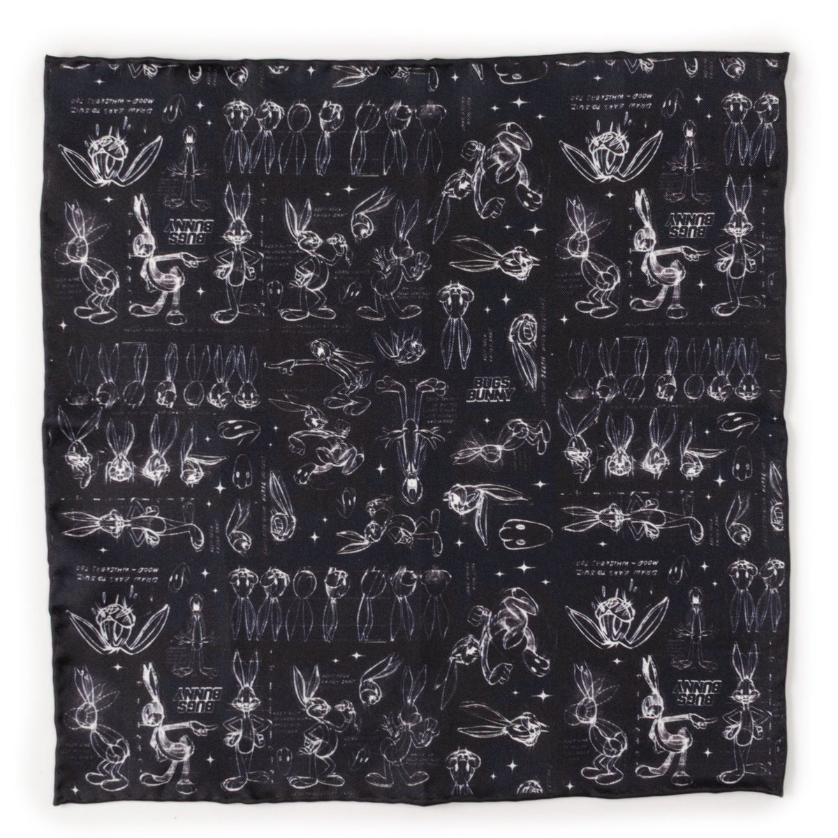 Looney Tunes Bugs Bunny Black Pocket Square