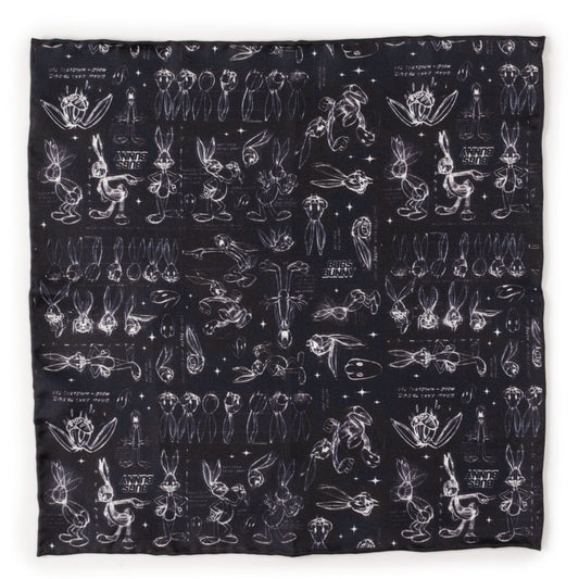 Looney Tunes Bugs Bunny Black Pocket Square